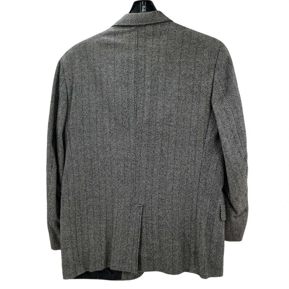 Vintage Redwood & Ross 100% Cashmere Herringbone Blazer Mens 42 Grey Academic